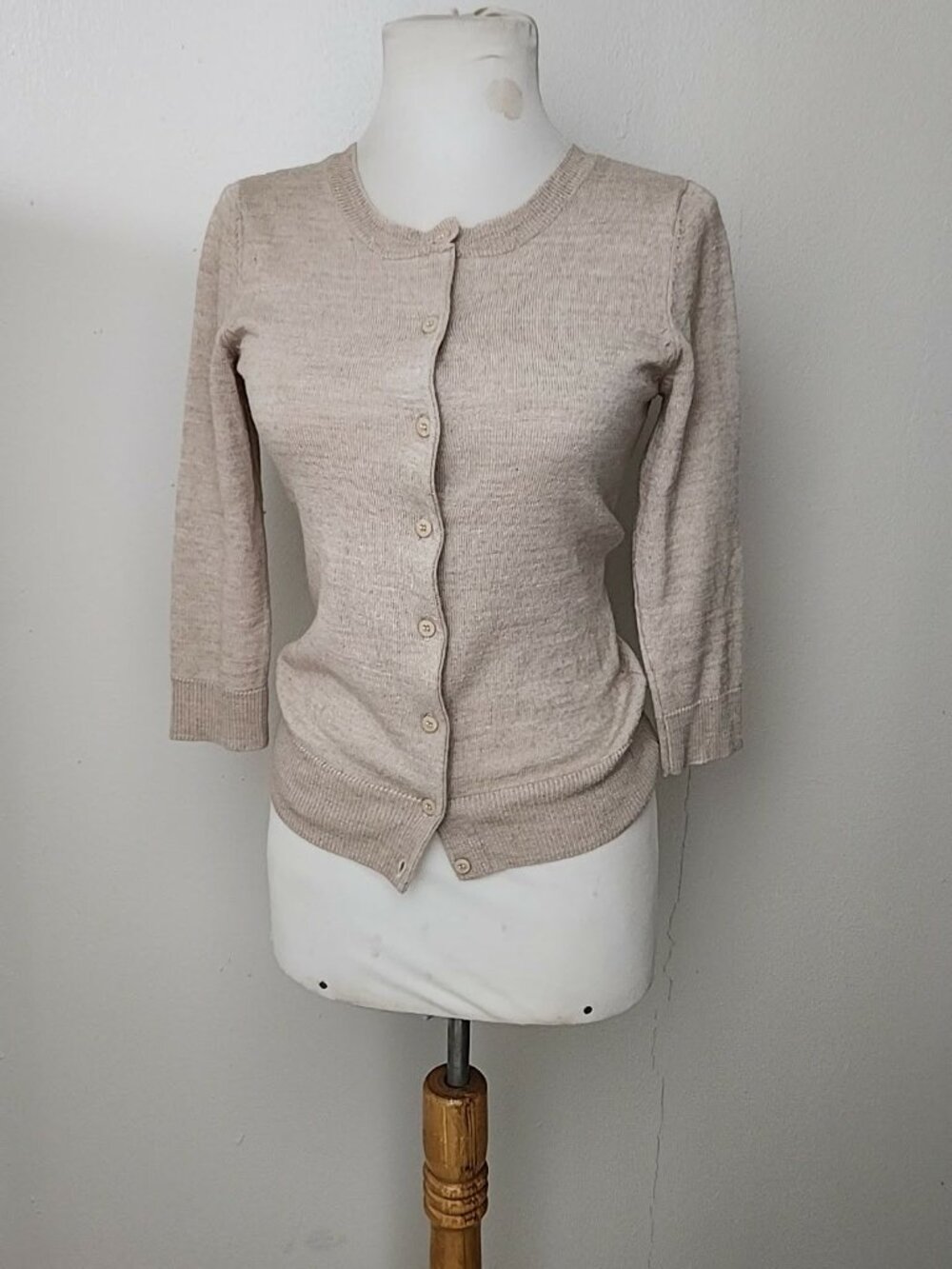 New  York & Company heathered oatmeal (beige) 3/4 sleeve sweater sz XS
